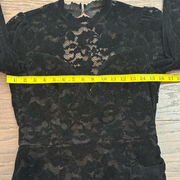 SAYLOR Kacey Black Velvet Lace Asymmetric Open Back Mini Dress Size Small - Picture 10 of 14